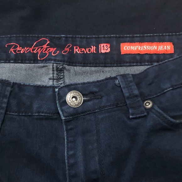 Skinny Compression Jeans Revolution by Revolt Size 13 Dark Blue Wash - Picture 3 of 8